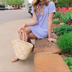 Lauren James Light Blue Mini V-neck Dress size L